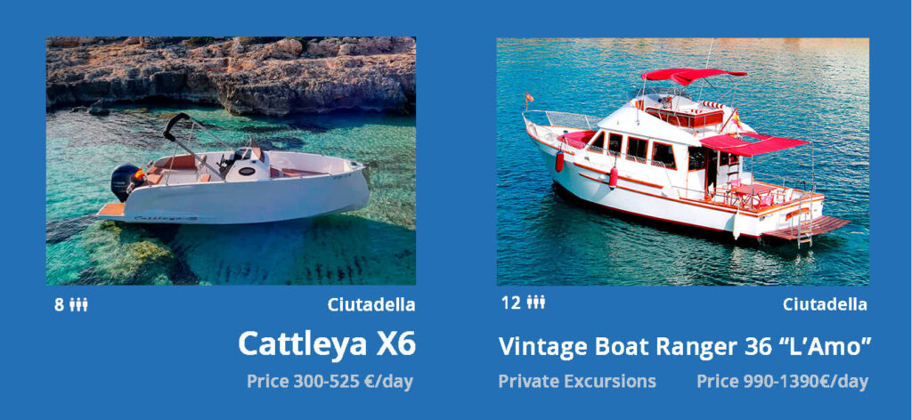 private boat trips menorca